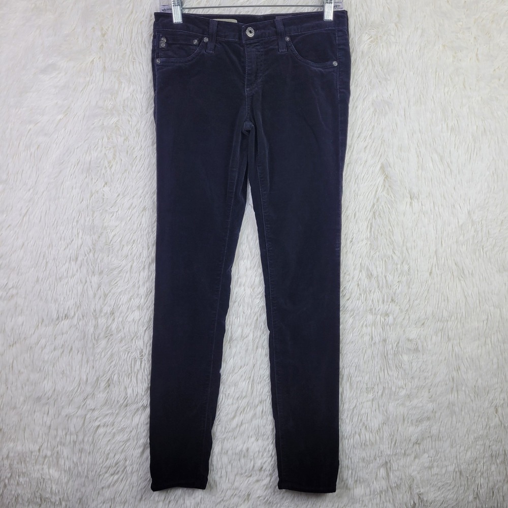 AG Adriano Goldschmied The Legging Super Skinny Velvet Pants Black 27R Vamp